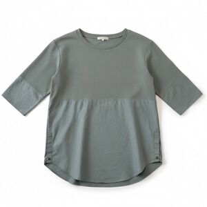 COS Gray Oversized Panel Boxy Scoop Neck Pullover Top Mixed Media Knit Canvas XS